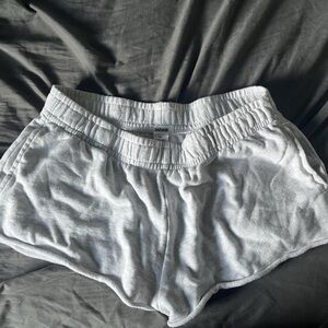 light grey low waisted garage shorts